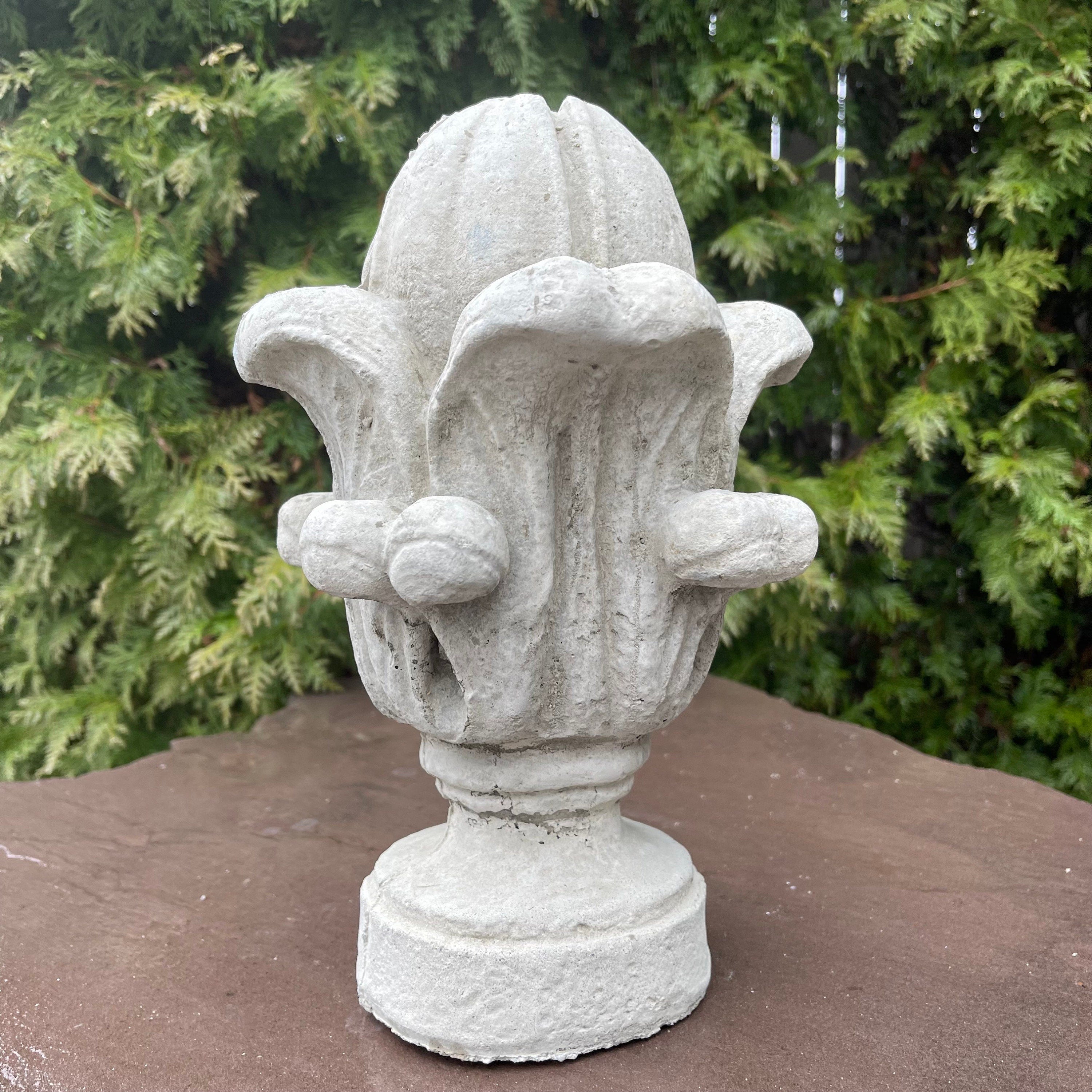 Concrete Tulip Fountain Topper 11" Outdoor Garden Spitter Water Feature Finial Ornament Yard Decor
