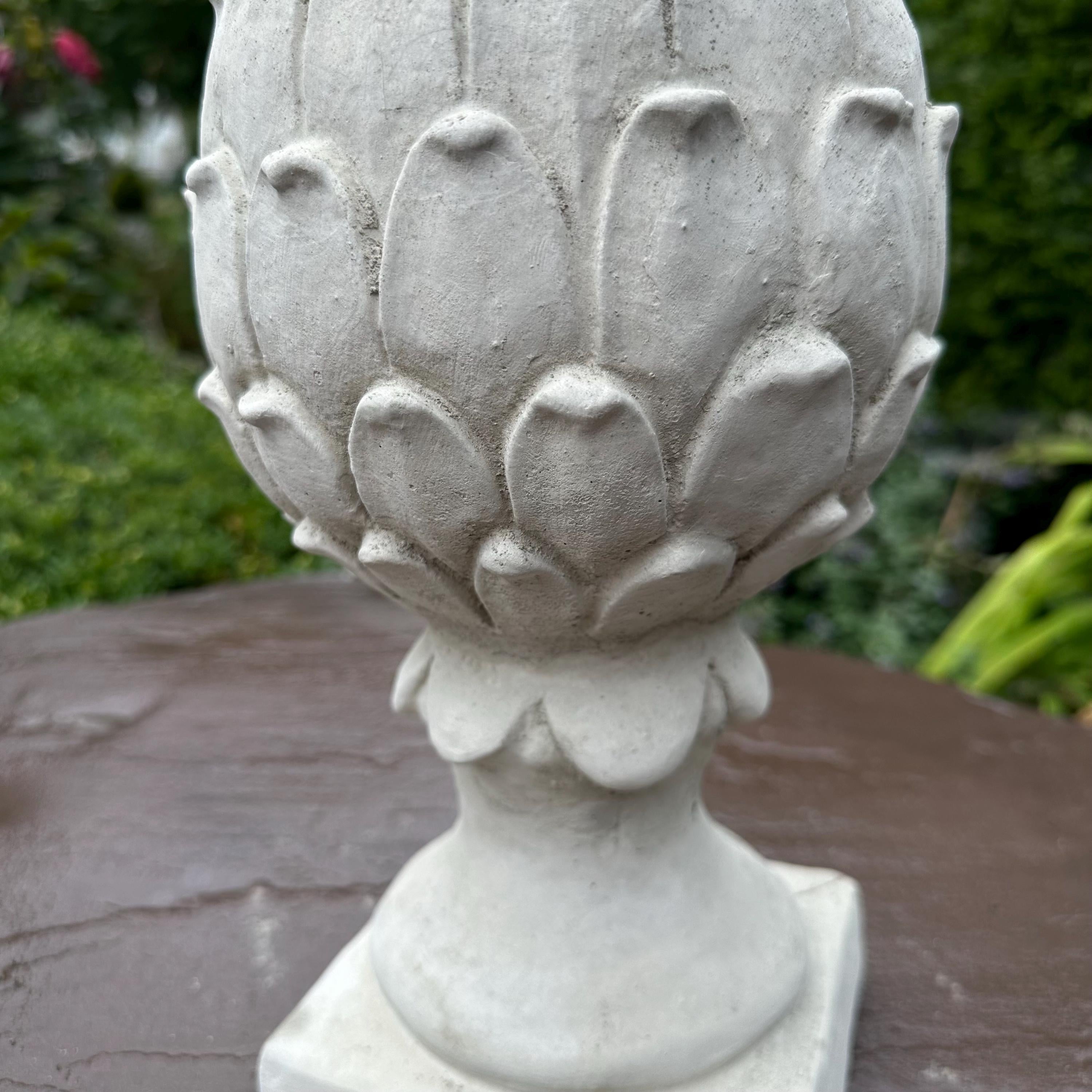 Concrete Artichoke Finial Fountain Top 14.5" Outdoor Garden Statue Sculpture Yard Ornament