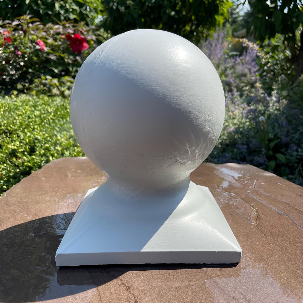 Concrete Ball Garden Statue: 11 Inch Painted Cement Sphere Finial Capstone Pier Cap Yard Decor Sculpture