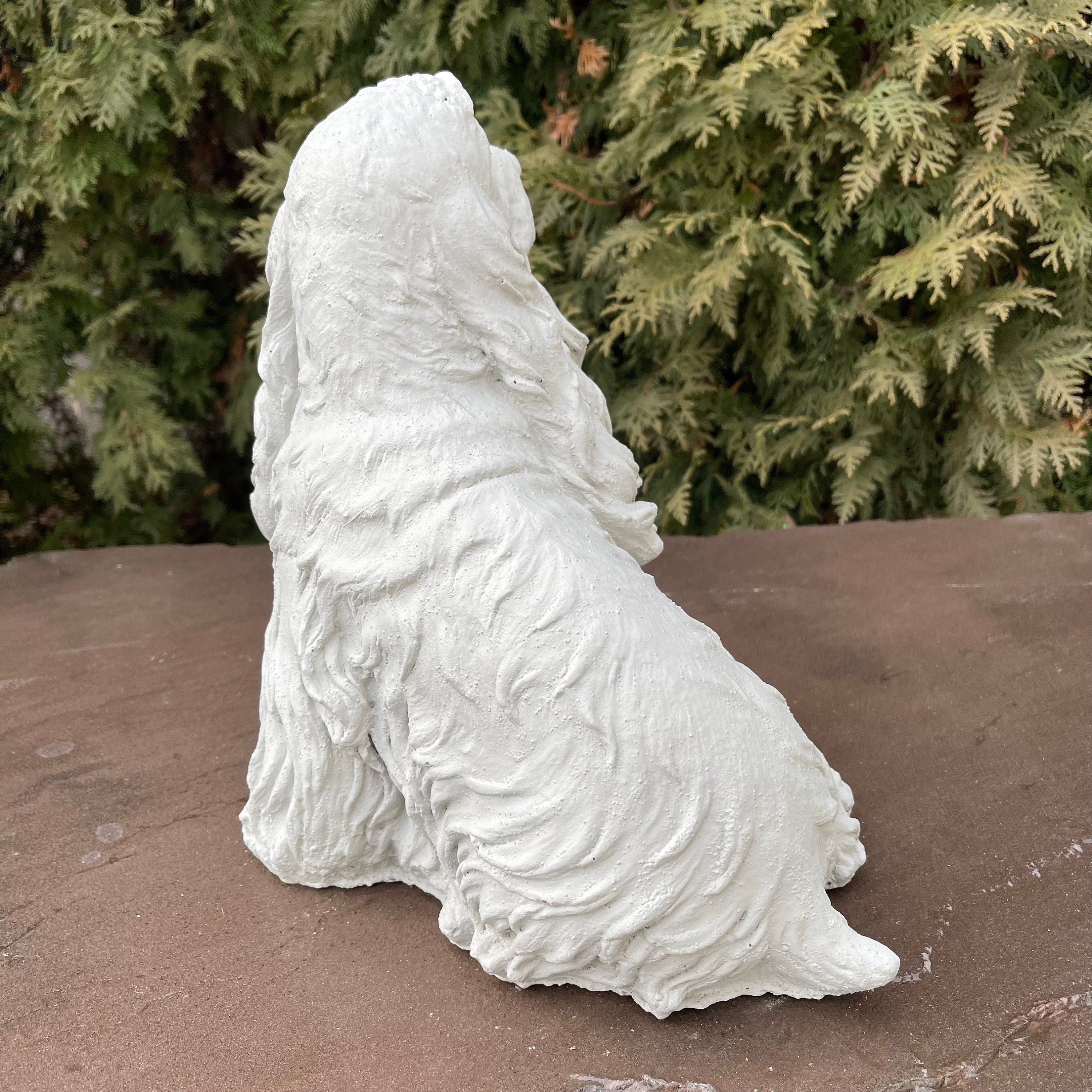Handcrafted Concrete Cocker Spaniel Garden Statue 11" Pet Memorial Sculpture Dog Yard Art Lawn Ornament Gift