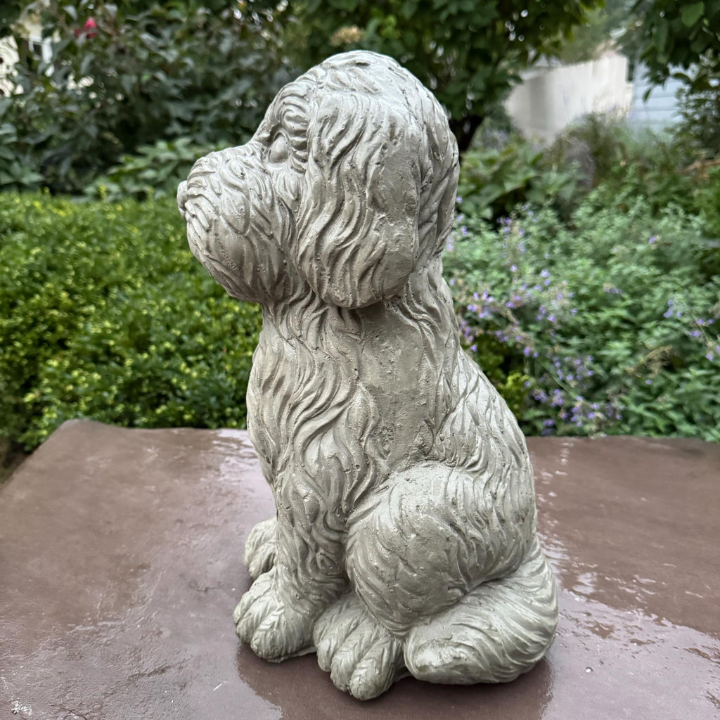 Large Cockapoo Garden Statue 15 Inch Handmade Concrete Dog Memorial Sculpture Yard Decor Outdoor Pet Art Gift