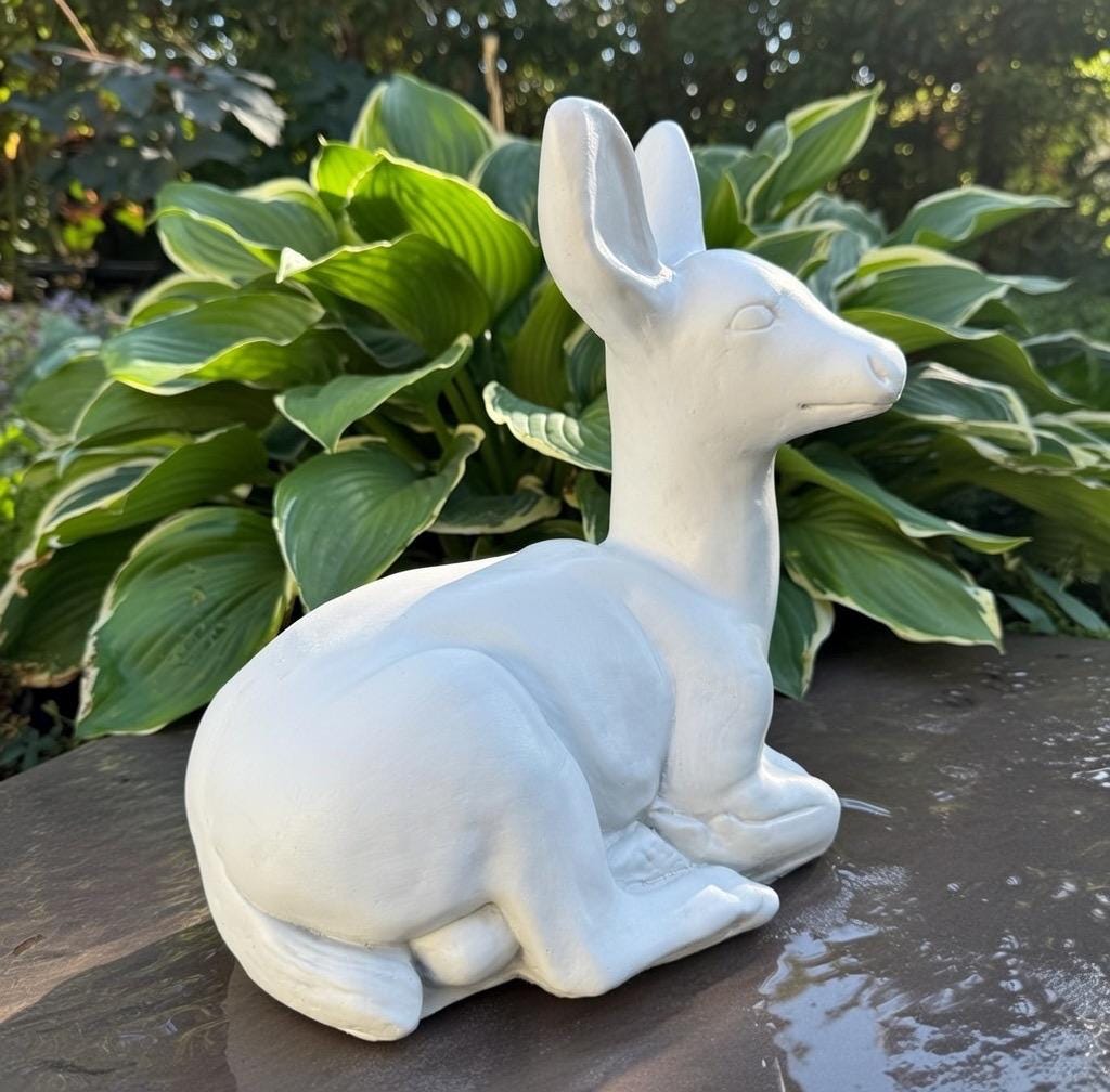 Concrete Deer Statue 15 Inch Garden Sculpture Wildlife Lawn Art Yard Ornament Animal Decor