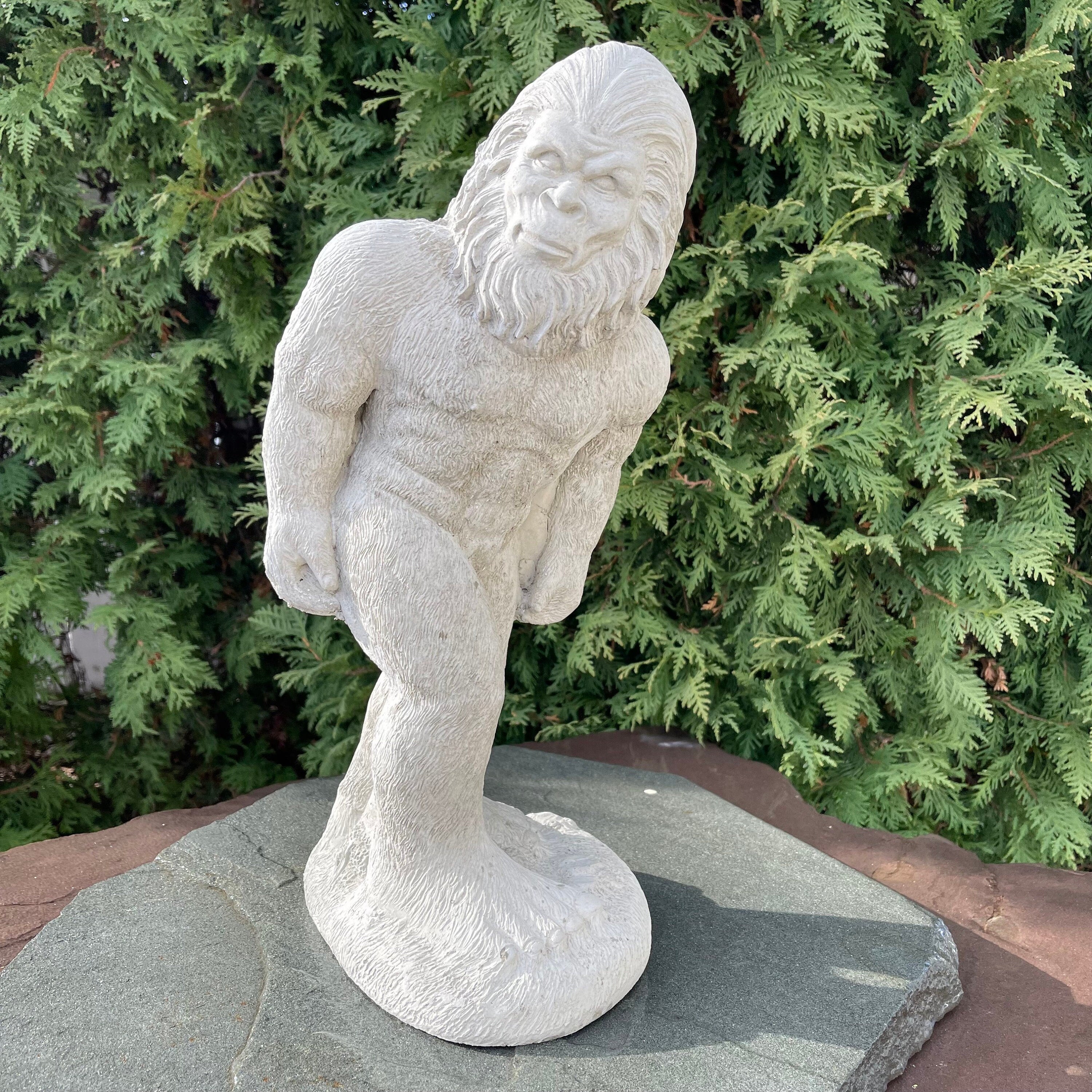 Cement Bigfoot Garden Statue 17 Inch Concrete Sasquatch Outdoor Yard Sculpture Lawn Ornament Decor Gift