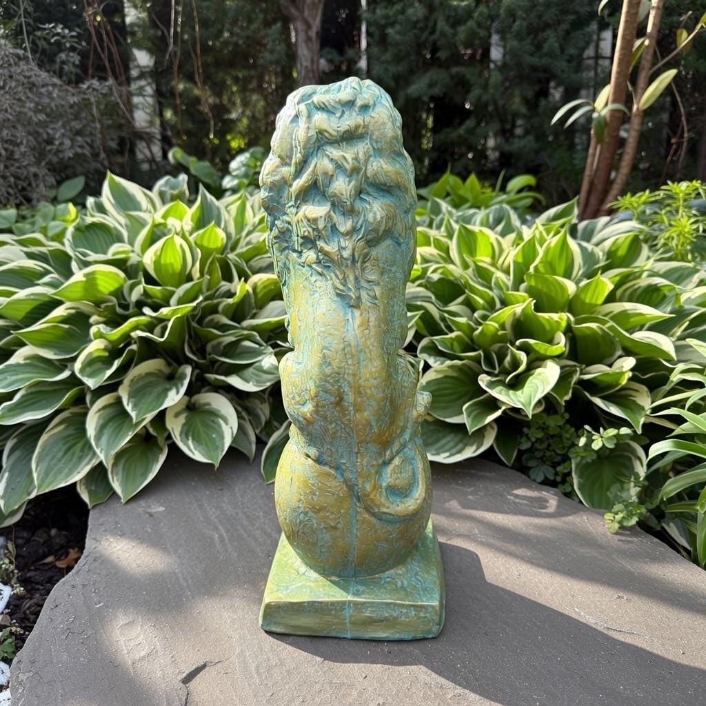 Bronze Finish Concrete Lion Statue 18" Garden Sculpture Outdoor Yard Art Lawn Ornament Animal Figure Home Decor