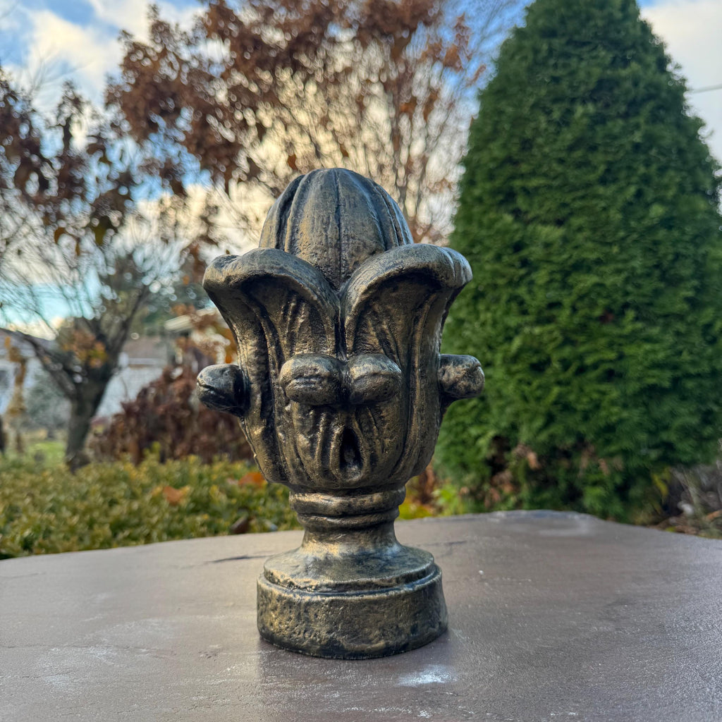 Gold Leaf Concrete Finial – 11 Inch French Garden Sculpture