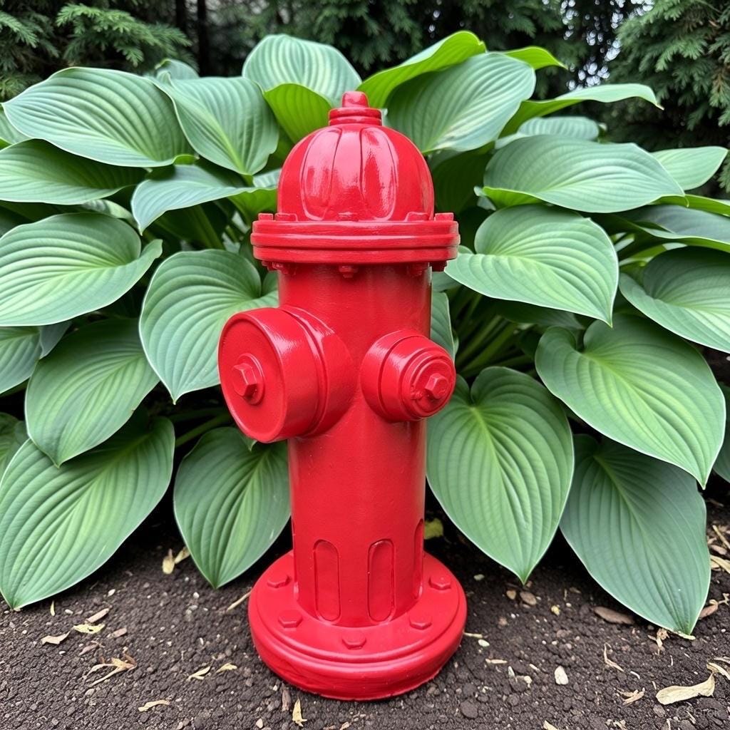 Red Concrete Fire Hydrant Statue 14 inch Dog Pee Post Fireman Gift Yard Decor Lawn Ornament