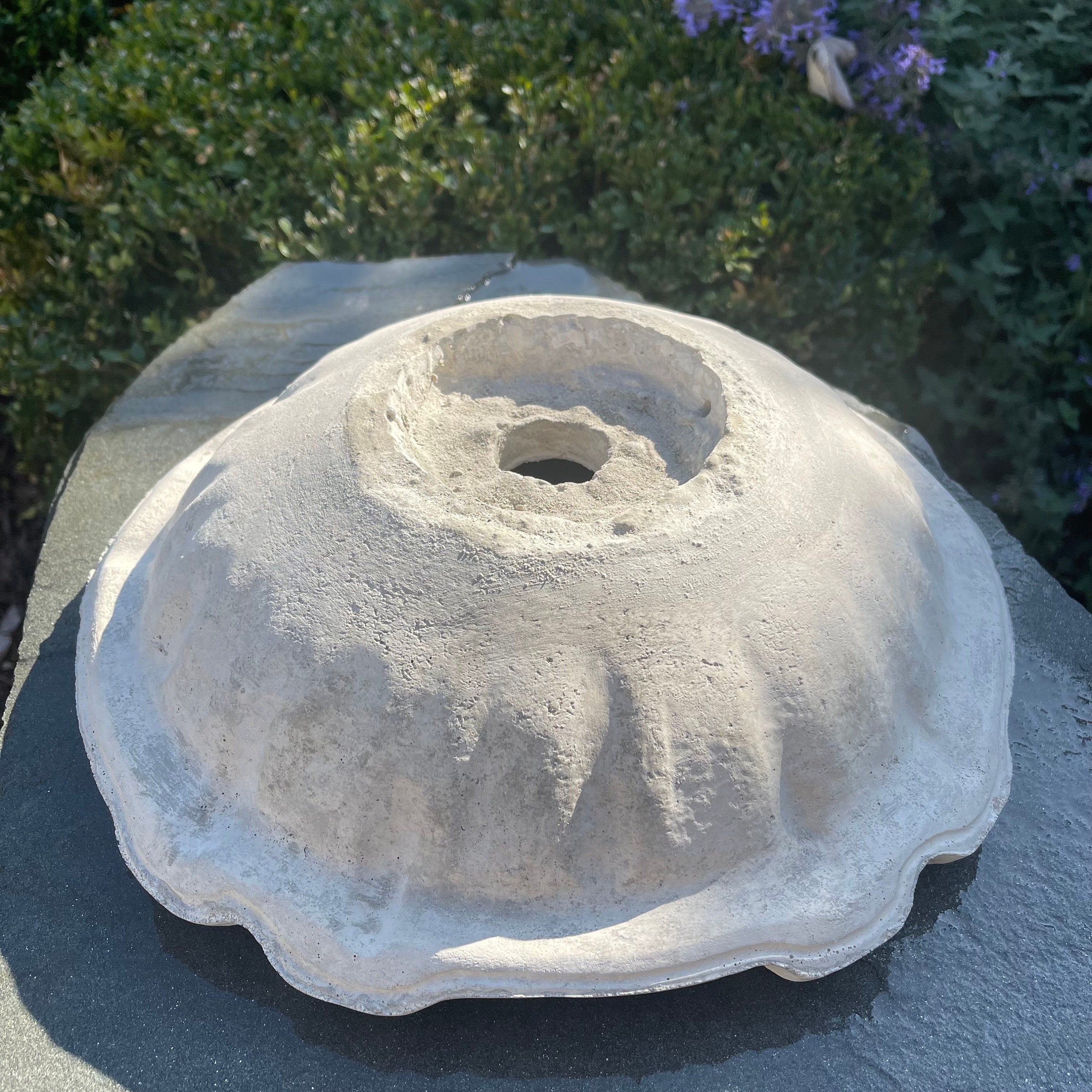 13.5 Inch Concrete Fountain Bowl Replacement - Small Outdoor Cement Tulip Basin for Garden Water Features