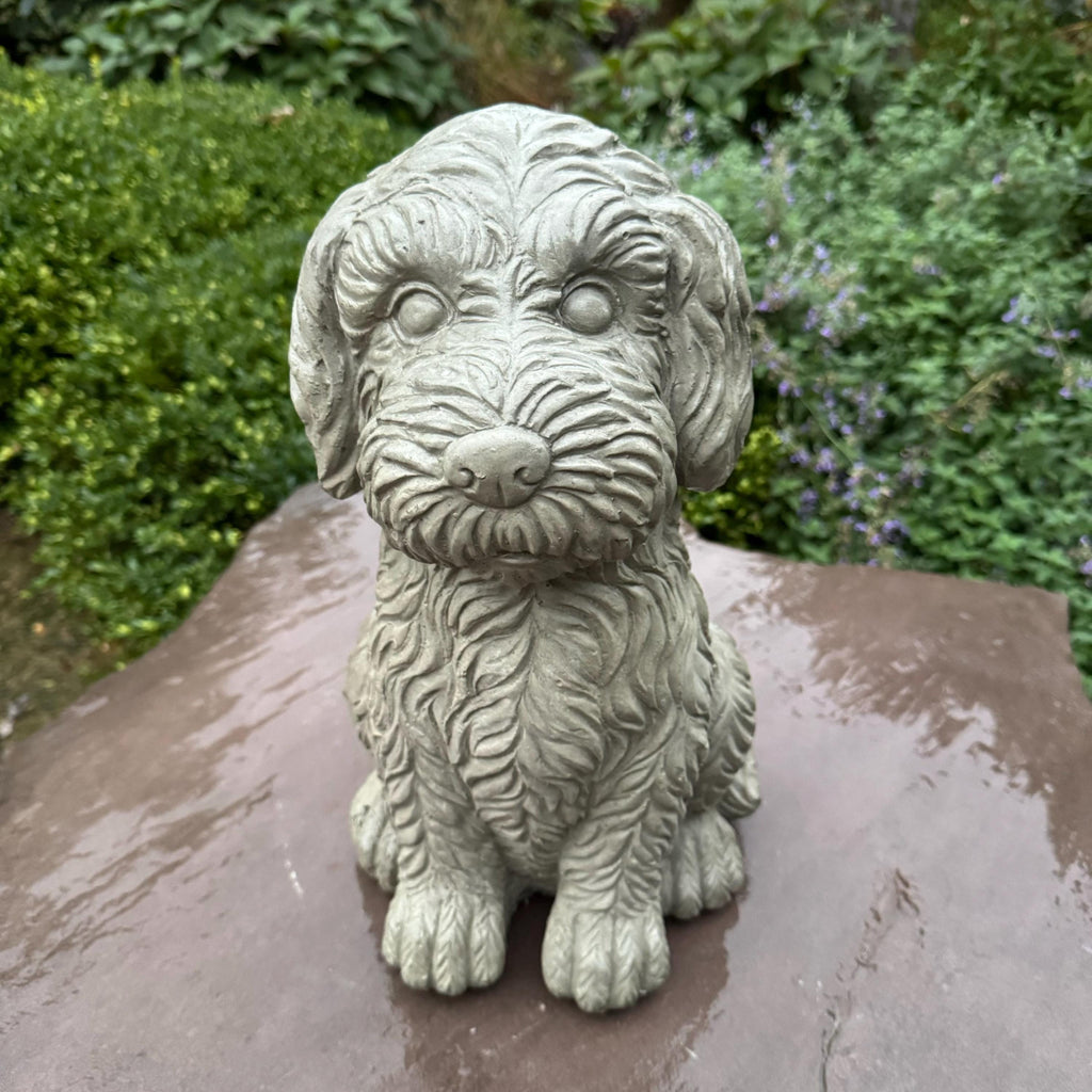 Large Cockapoo Garden Statue 15 Inch Handmade Concrete Dog Memorial Sculpture Yard Decor Outdoor Pet Art Gift