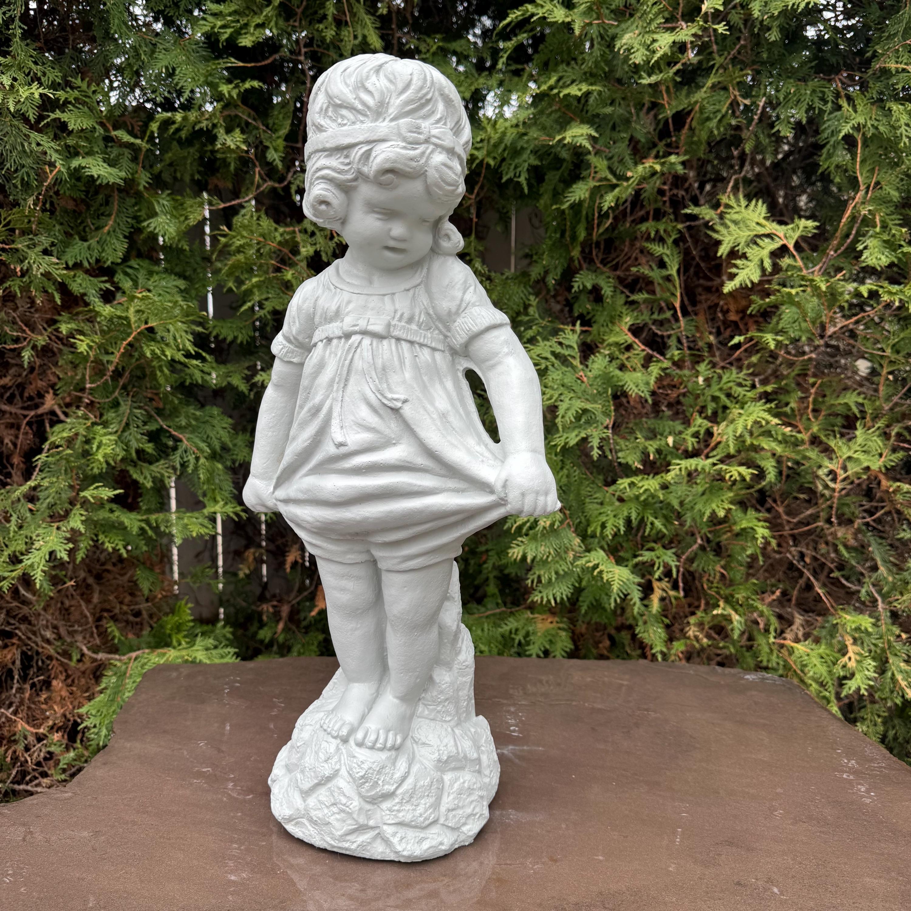 22 inch Bashful Betty Concrete Garden Statue Girl Lawn Ornament Yard Art Sculpture Decor Gift