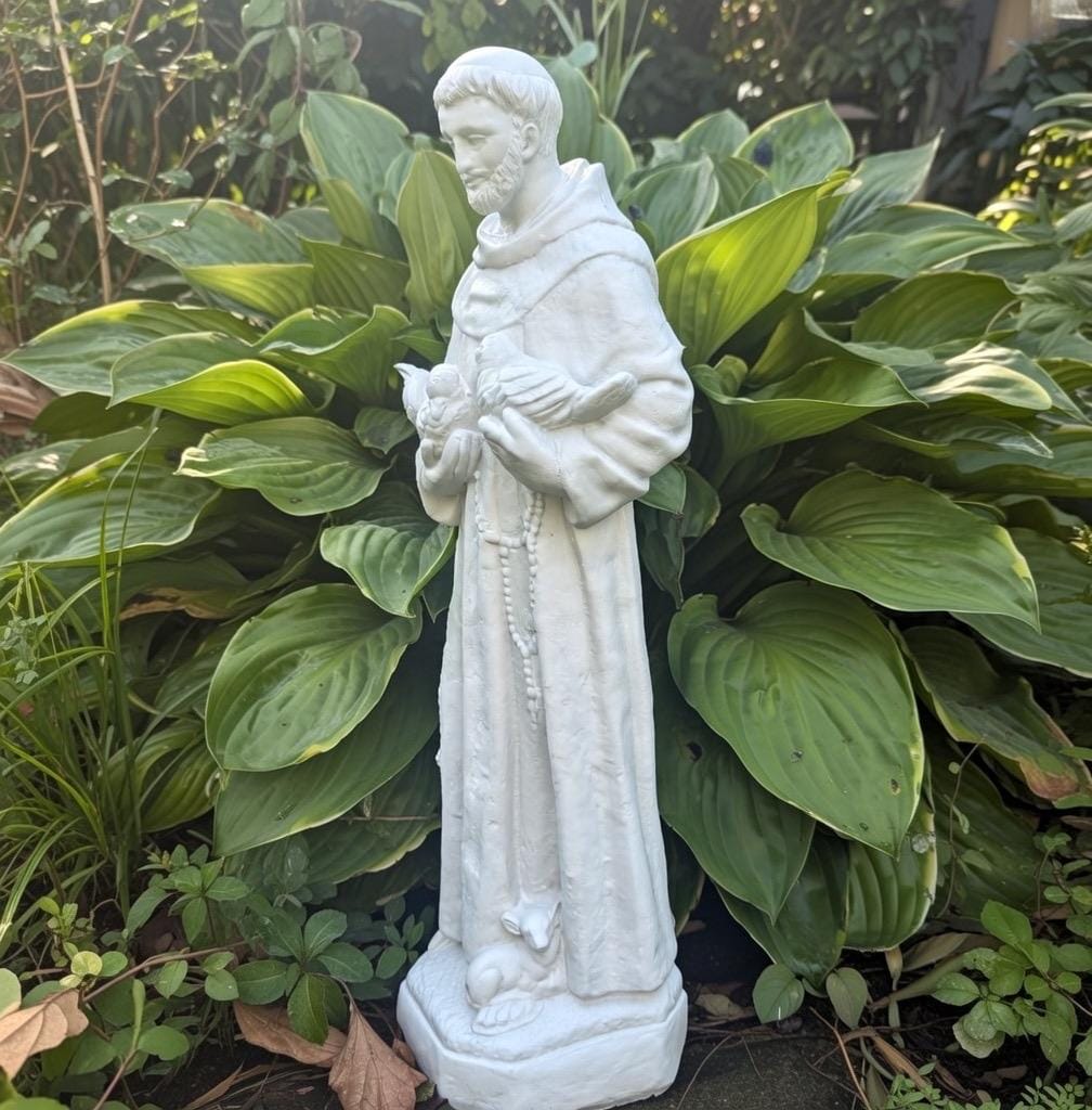 St Francis Assisi 27 inch Concrete Garden Statue Catholic Religious Outdoor Yard Sculpture Decor Gift