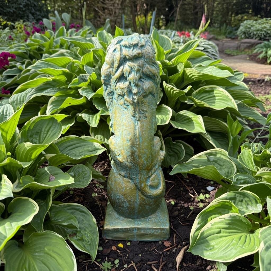 Bronze Finish Concrete Lion Statue 18" Garden Sculpture Outdoor Yard Art Lawn Ornament Animal Figure Home Decor