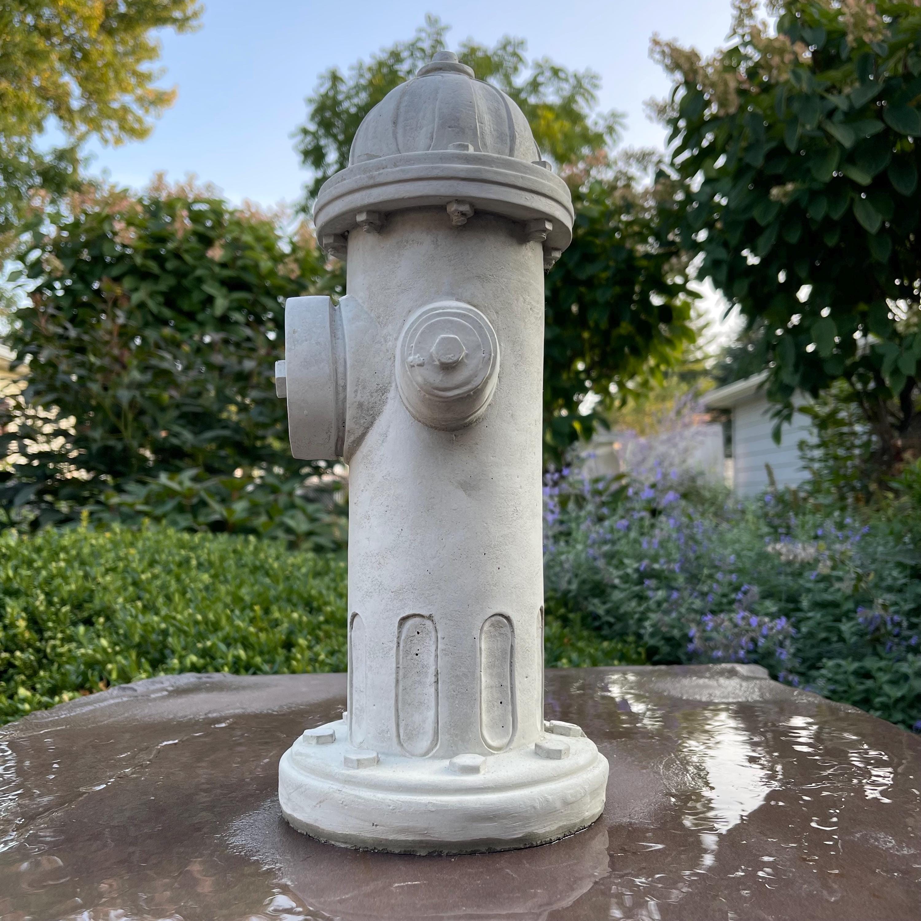 Concrete Fire Hydrant Garden Statue 14" Dog Lawn Ornament Memorial Yard Art Decor