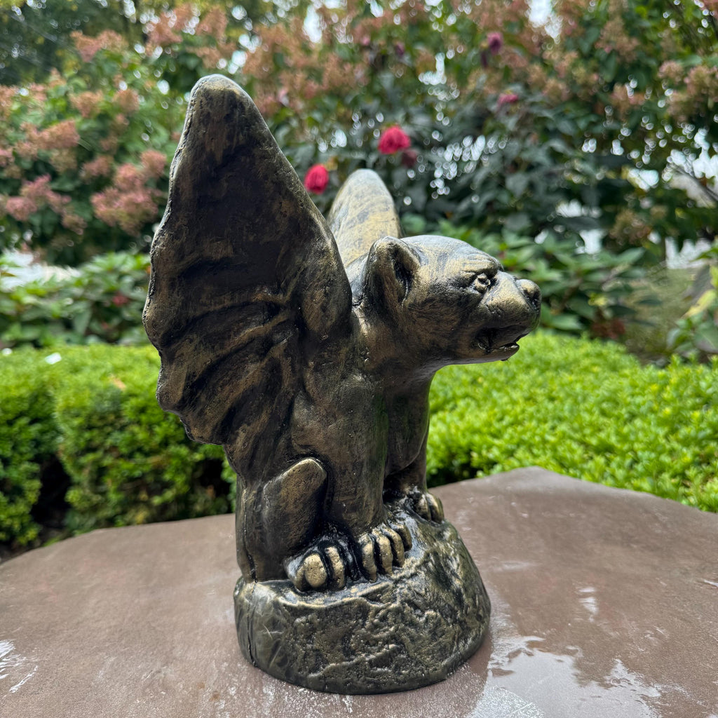 11 inch Concrete Gargoyle Statue - Gothic Garden Sculpture, Halloween Decor, Spooky Yard Ornament Gift