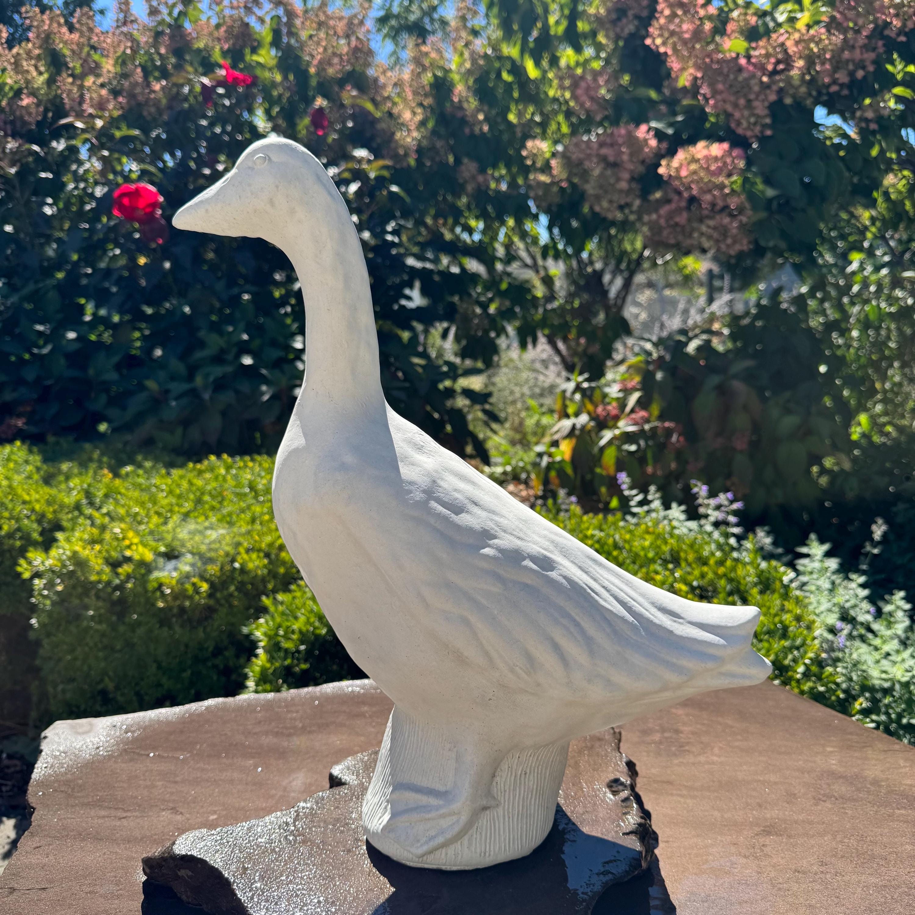 17.5 Inch Cement Porch Goose Statue - Garden Ornament Patio Yard Decor Concrete Lawn Animal Sculpture Gift