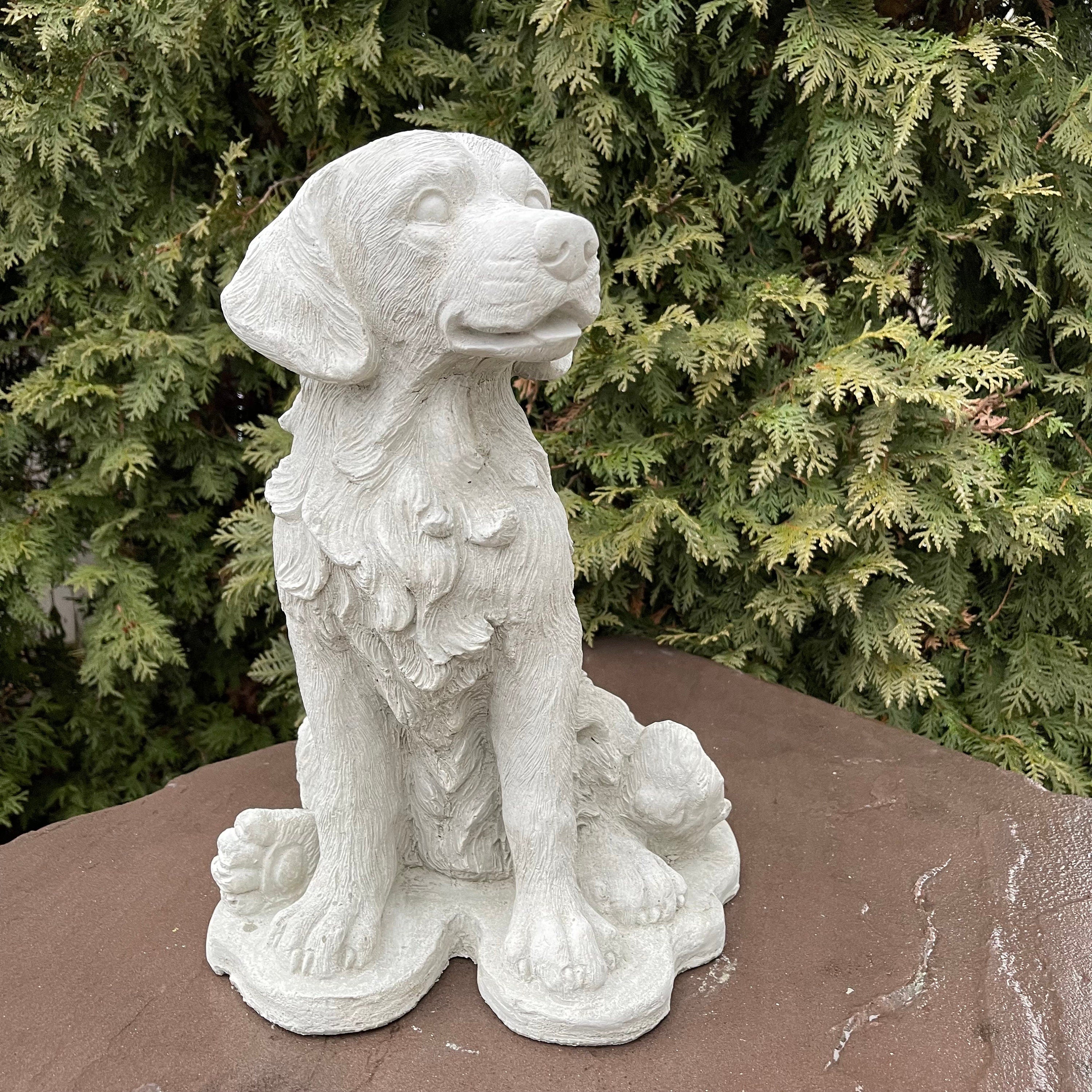 Large Golden Retriever Statue 16" Garden Sculpture Concrete Dog Memorial Yard Decor
