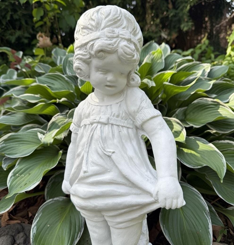 22 inch Bashful Betty Concrete Garden Statue Girl Lawn Ornament Yard Art Sculpture Decor Gift