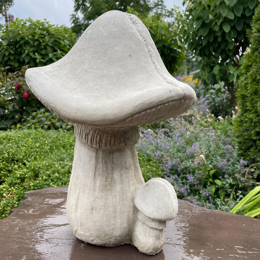 19 Inch Handmade Concrete Mushroom Garden Statue Whimsical Toadstool Yard Art Lawn Ornament Sculpture