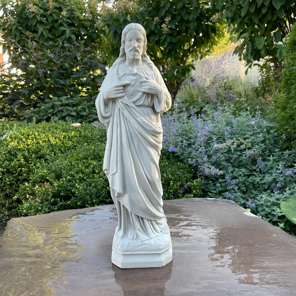 Sacred Heart Jesus Statue 20 Inch Concrete Catholic Garden Art Religious Yard Decor Sculpture Gift