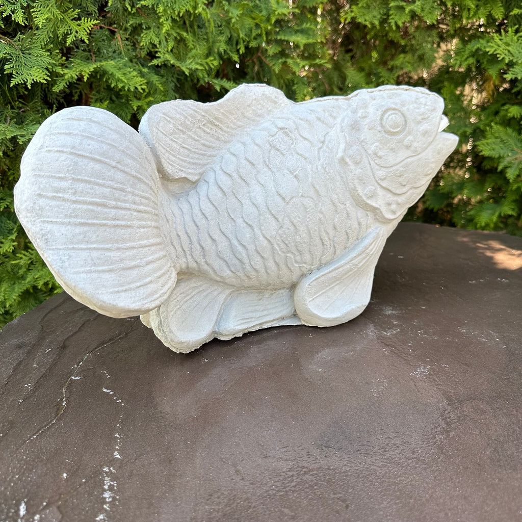 Concrete Fish Pond Spitter 17" Outdoor Garden Water Feature Fountain Statue Top Spout
