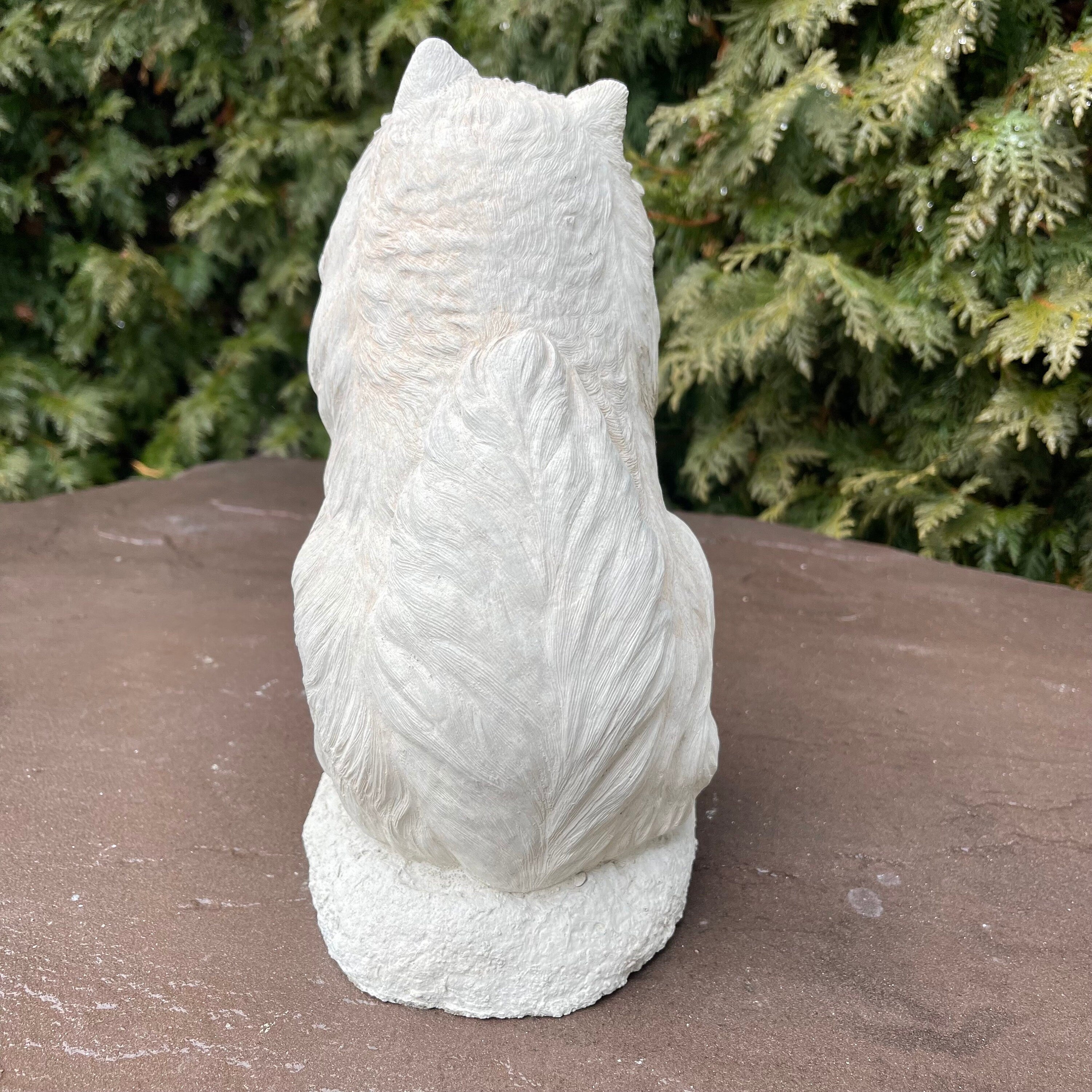 Concrete Pomeranian Garden Statue 10" Handmade Dog Memorial Sculpture Pet Loss Gift Yard Decor