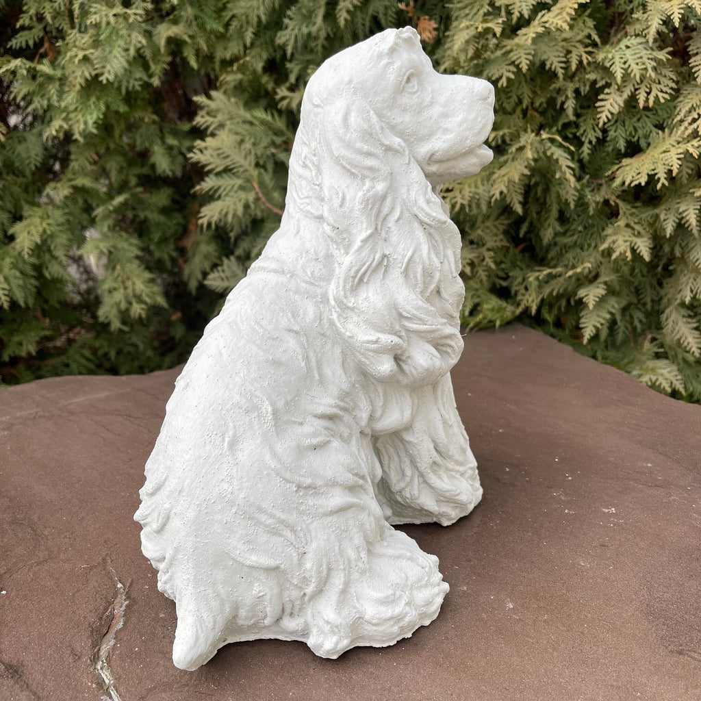 Handcrafted Concrete Cocker Spaniel Garden Statue 11" Pet Memorial Sculpture Dog Yard Art Lawn Ornament Gift