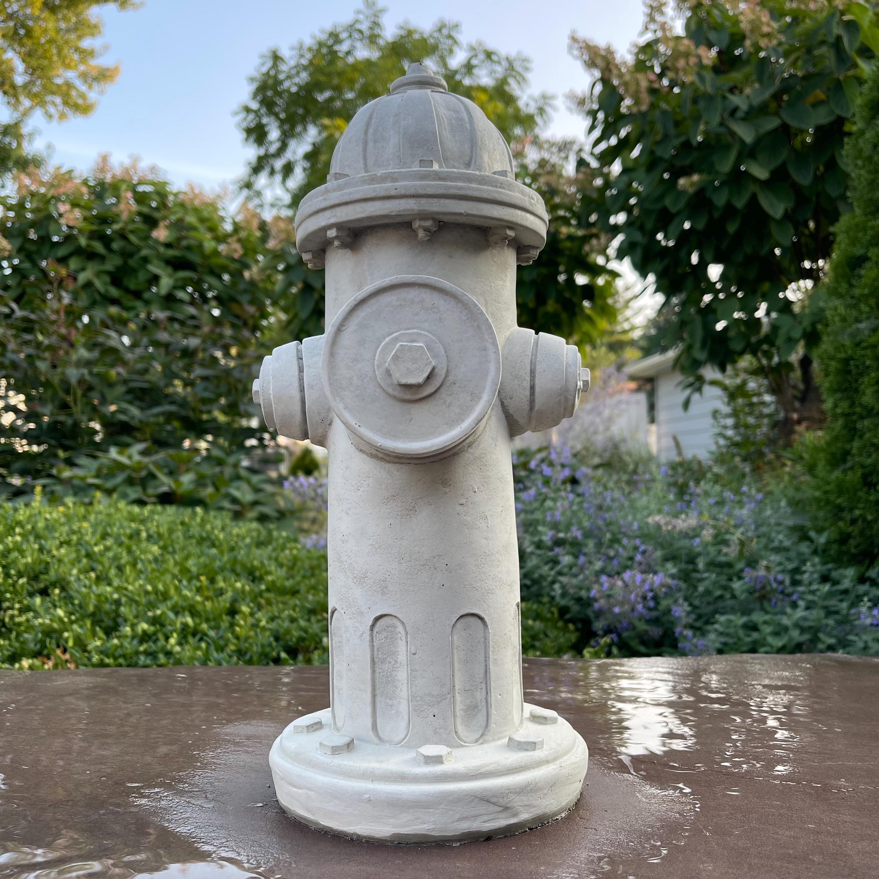 Concrete Fire Hydrant Garden Statue 14" Dog Lawn Ornament Memorial Yard Art Decor
