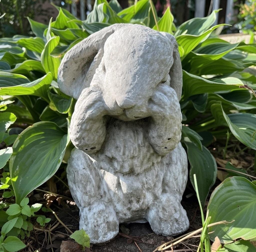 Concrete Rabbit Statue 10 Inch Modern Bunny Garden Sculpture Outdoor Yard Decor Lawn Ornament Animal Art Gift