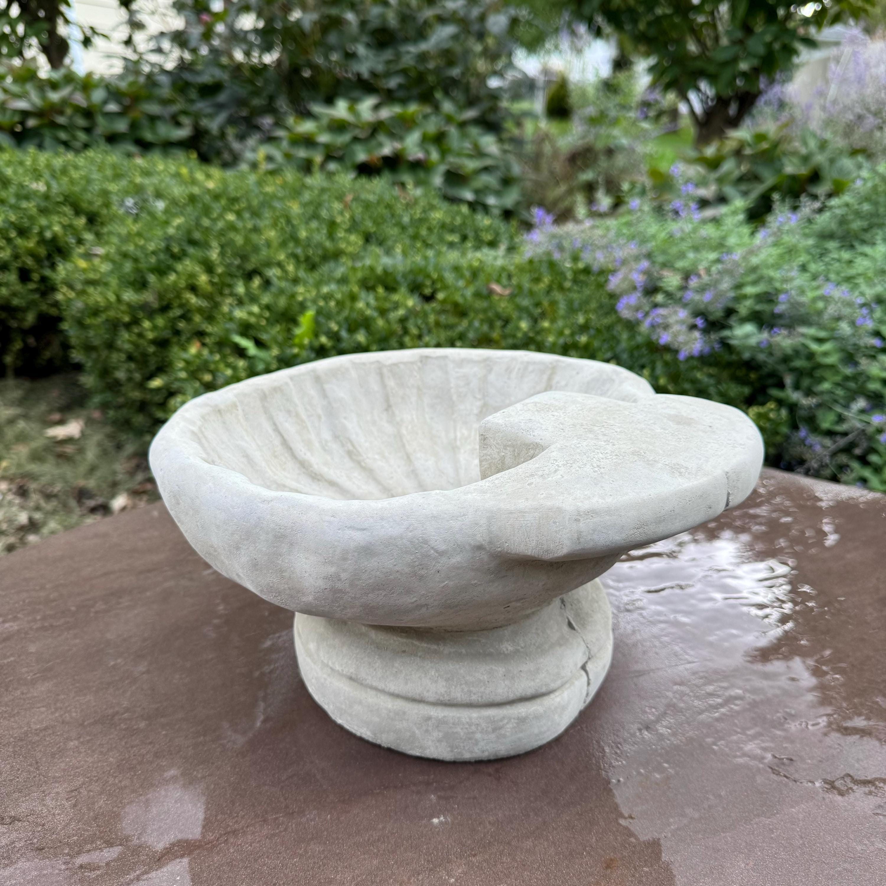 Small Concrete Bird Bath 11" Concrete Ground Bird Bath