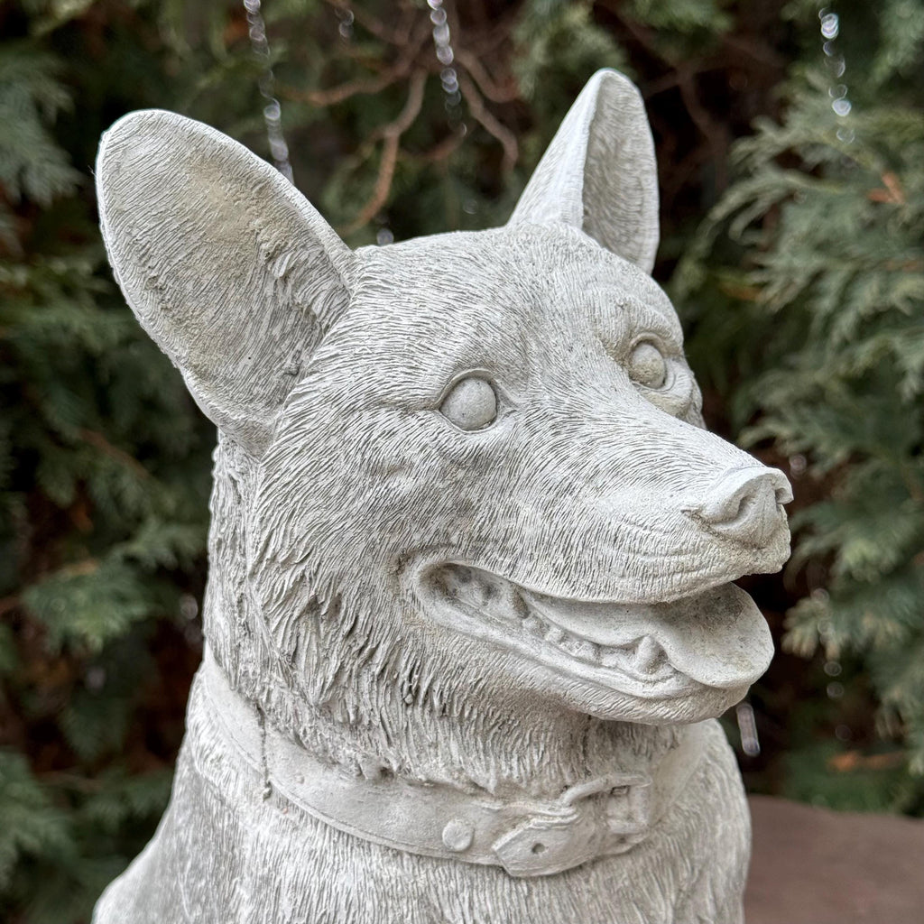 Concrete Corgi Garden Statue 11.5" Hand-Poured Dog Sculpture Pet Memorial Gift Yard Art Decor
