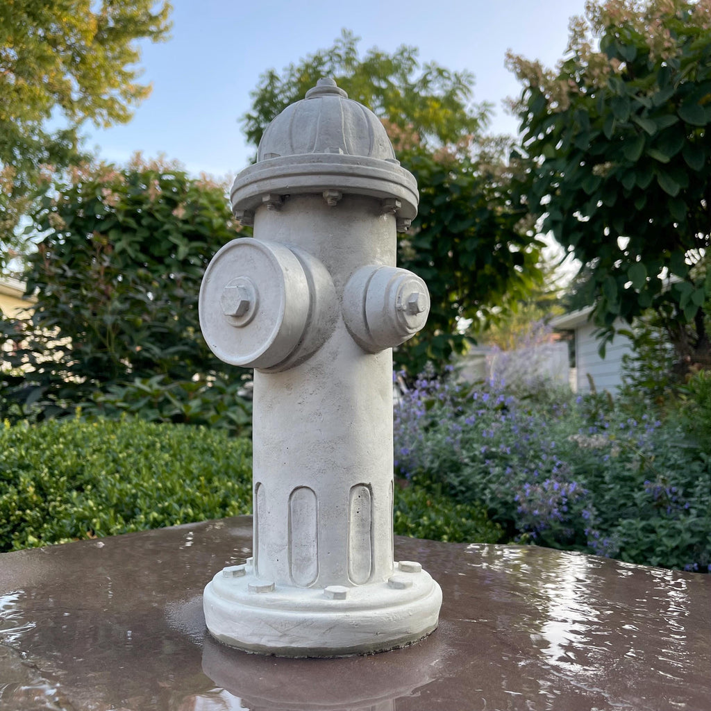 Concrete Fire Hydrant Garden Statue 14" Dog Lawn Ornament Memorial Yard Art Decor