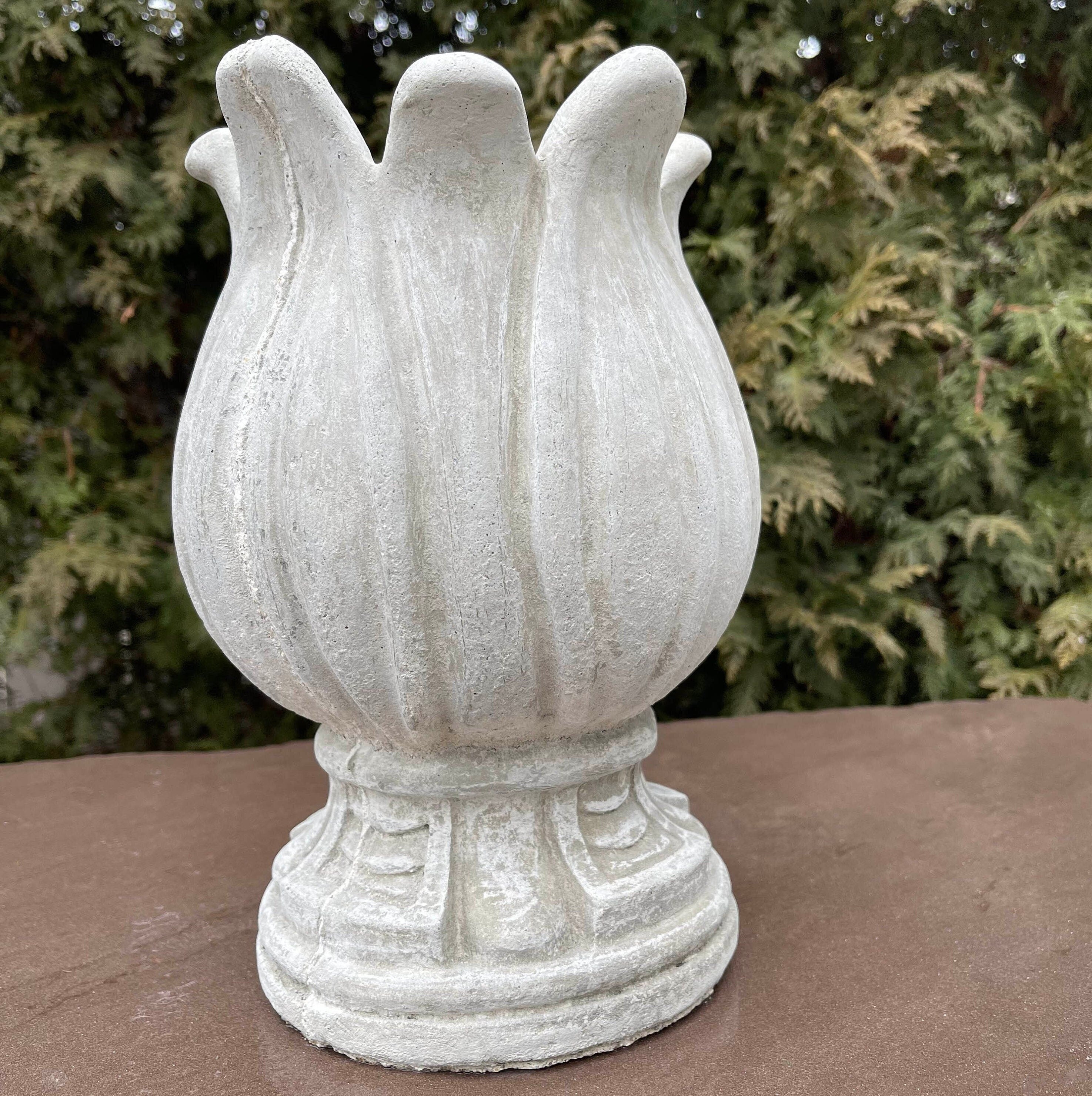 Concrete Tulip Fountain Top Replacement 10.5" Outdoor Garden Water Feature Repair Part Spitter Spout