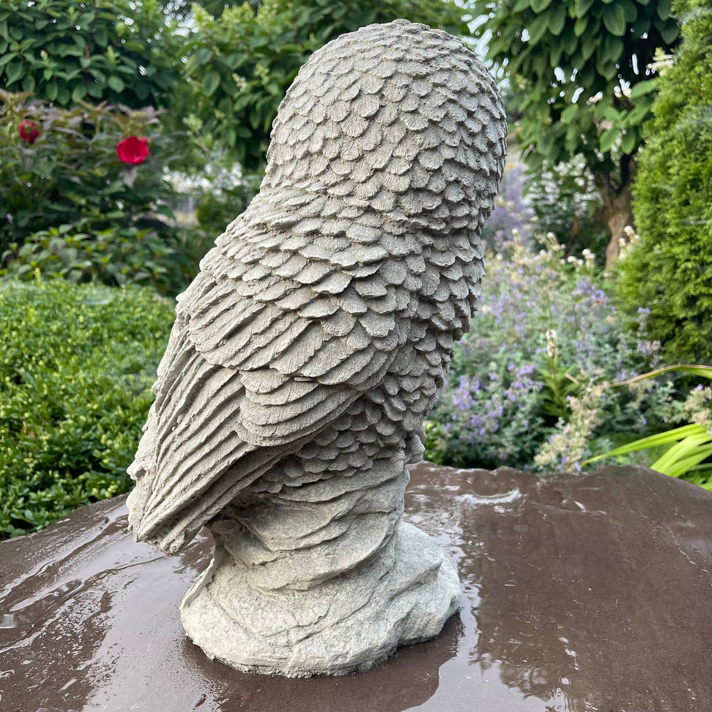 Handmade 16 Inch Concrete Owl Garden Statue Bird Sculpture Yard Decor Lawn Ornament Nature Art Gift