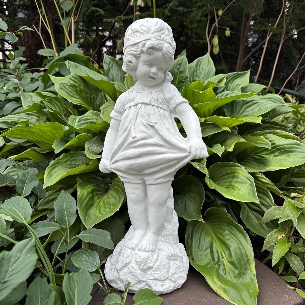 22 inch Bashful Betty Concrete Garden Statue Girl Lawn Ornament Yard Art Sculpture Decor Gift