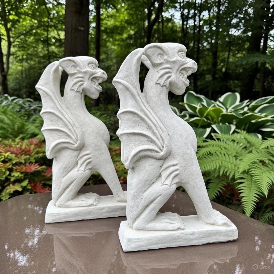 Concrete Griffin Garden Statue 18 Inch Winged Gothic Grotesque Sculpture Yard Ornament Decor