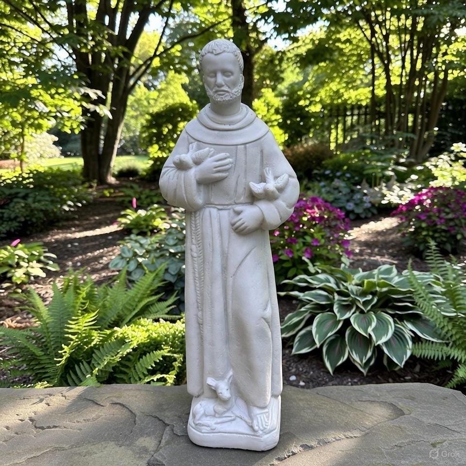Large St Francis Assisi Religious Statue 24 Inch Concrete Garden Outdoor Yard Decor Catholic Saint Sculpture