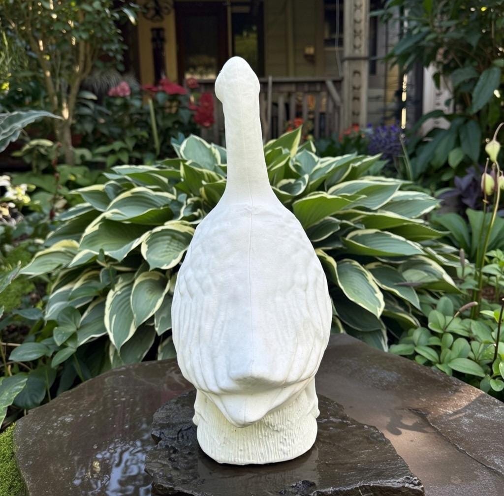 17.5 Inch Cement Porch Goose Statue - Garden Ornament Patio Yard Decor Concrete Lawn Animal Sculpture Gift