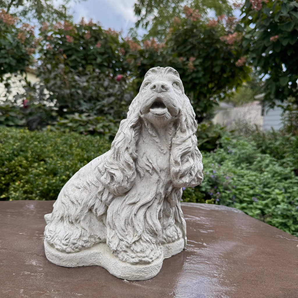 Cocker Spaniel Garden Statue 12 Inch Concrete Dog Memorial Figure Sculpture Yard Decor Pet Remembrance Ornament