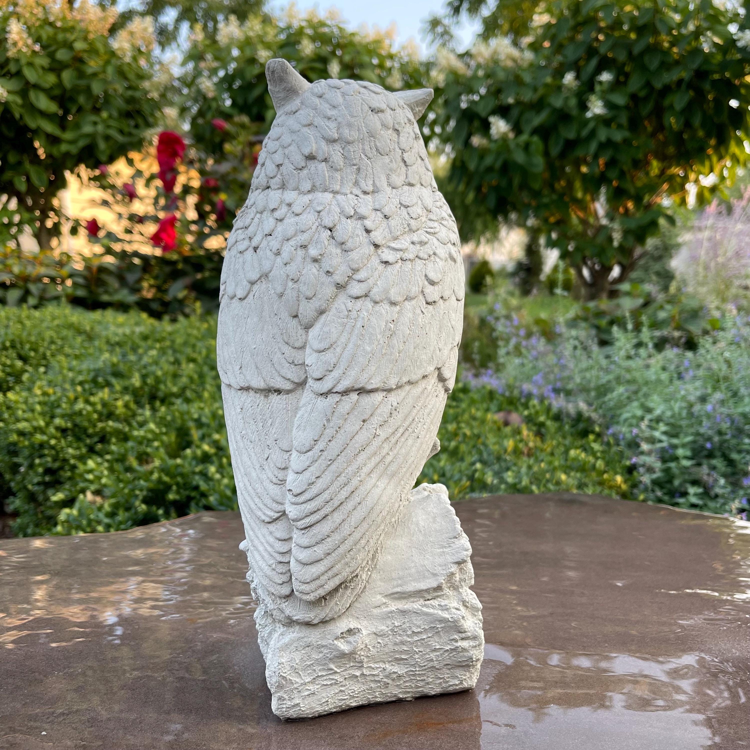 Handmade Concrete Owl Garden Statue 12 Inch Charming Outdoor Yard Decor Sculpture Ornament Gift