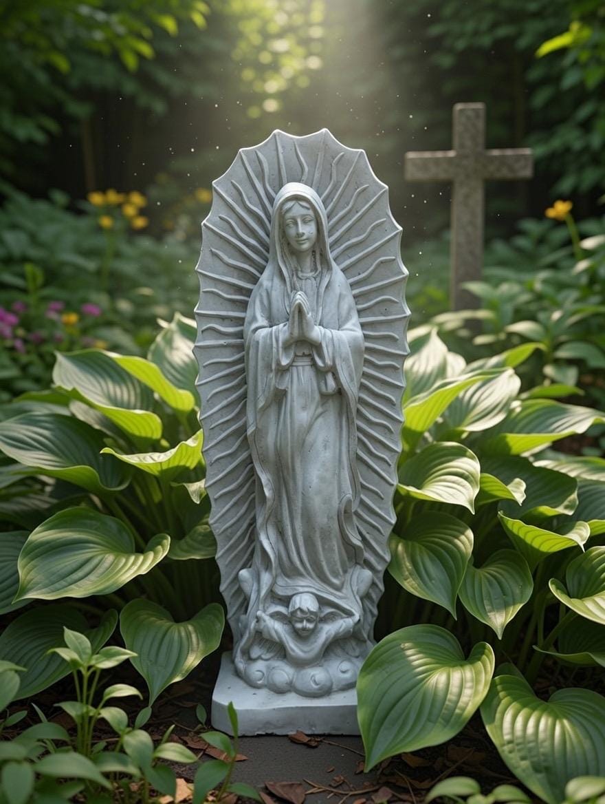 Concrete Our Lady of Guadalupe Garden Statue 13.5" Mother Mary Statue Outdoor
