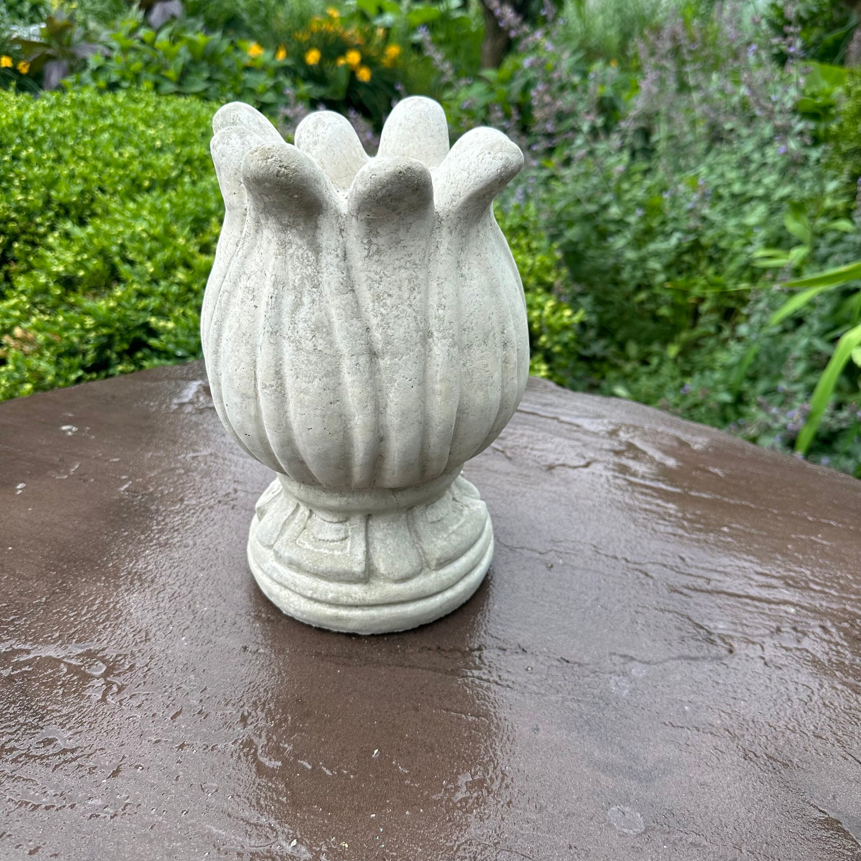 Concrete Fountain Top 10.5" Cement Fountain Topper / Tulip Style Replacement Pond Spitter