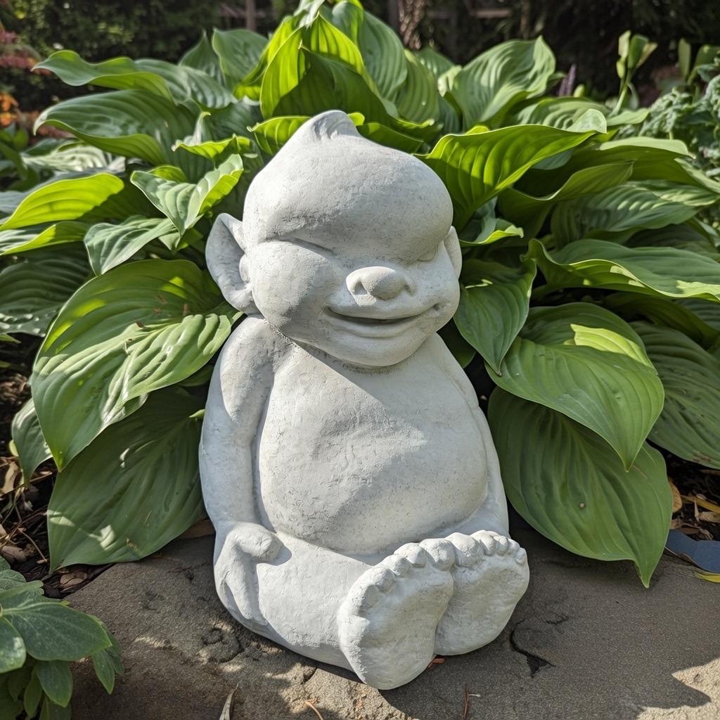 Concrete Alien Statue 14" Mythological Creature Garden Sculpture Outdoor Yard Decor Sci-Fi Art Gift