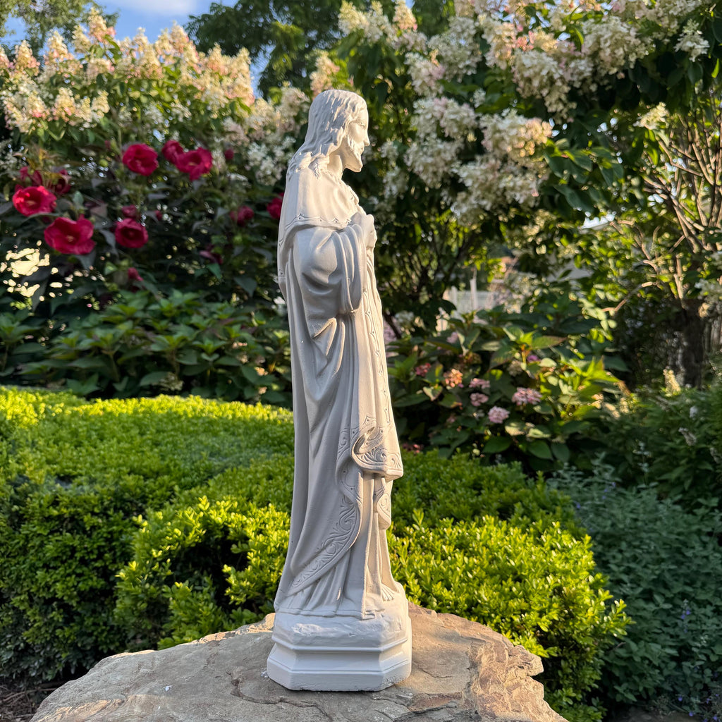 Handmade Concrete Jesus Garden Statue, Large Religious Sculpture (20 Inch)