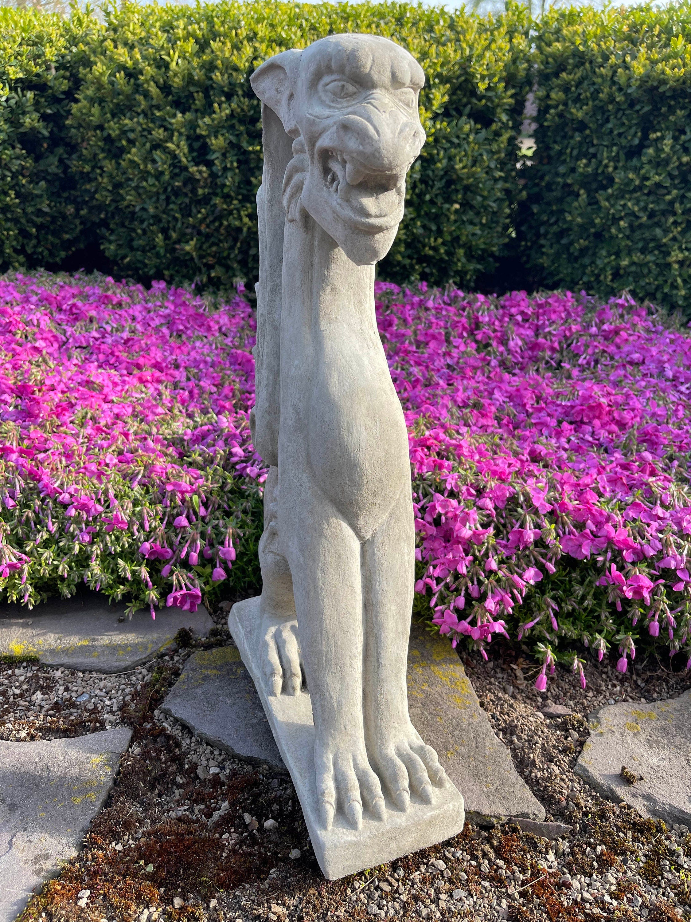 Large Concrete Gargoyle Statue 18" Griffin Gothic Garden Decor Yard Art Sculpture Ornament