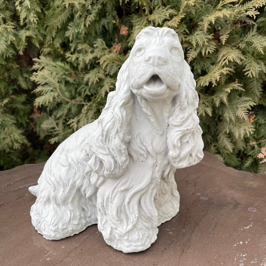 Handcrafted Concrete Cocker Spaniel Garden Statue 11" Pet Memorial Sculpture Dog Yard Art Lawn Ornament Gift