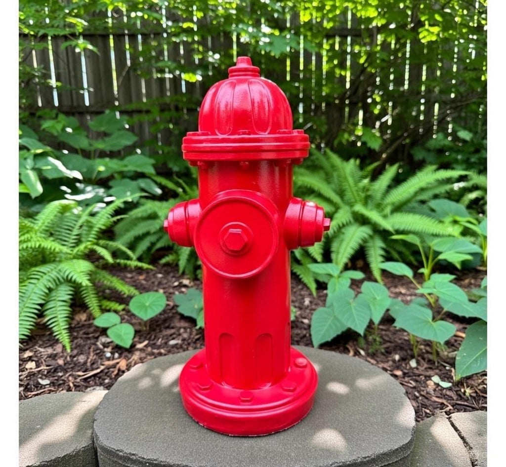 Red Concrete Fire Hydrant Statue 14 inch Dog Pee Post Fireman Gift Yard Decor Lawn Ornament