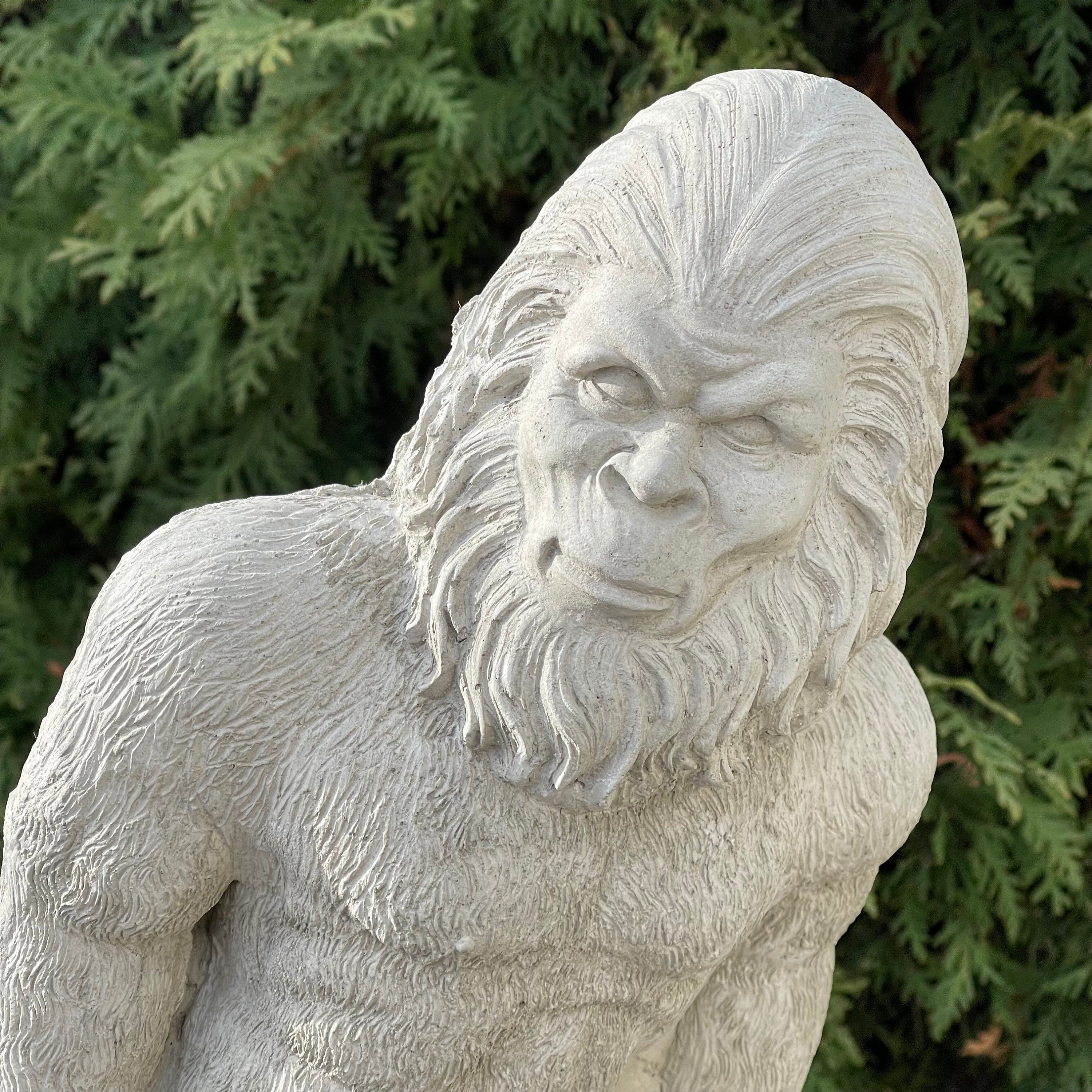 Cement Bigfoot Garden Statue 17 Inch Concrete Sasquatch Outdoor Yard Sculpture Lawn Ornament Decor Gift