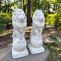 18" Concrete Lion Set Garden Guardian Statues Outdoor Animal Sculptures Yard Decor Cement Ornaments
