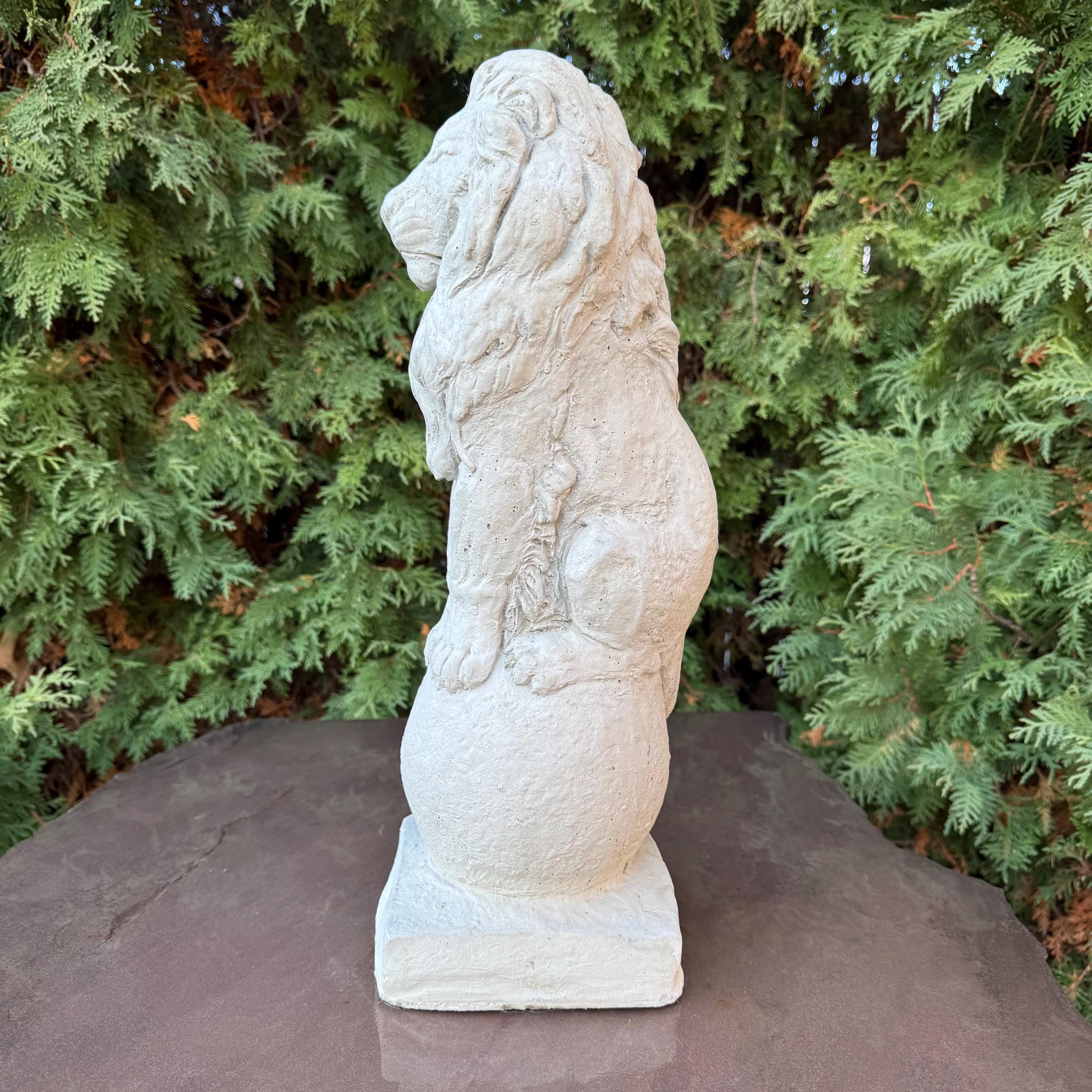 Sitting Concrete Lion Statue 18" Garden Sculpture Outdoor Yard Art Lawn Ornament Animal Figure Home Decor