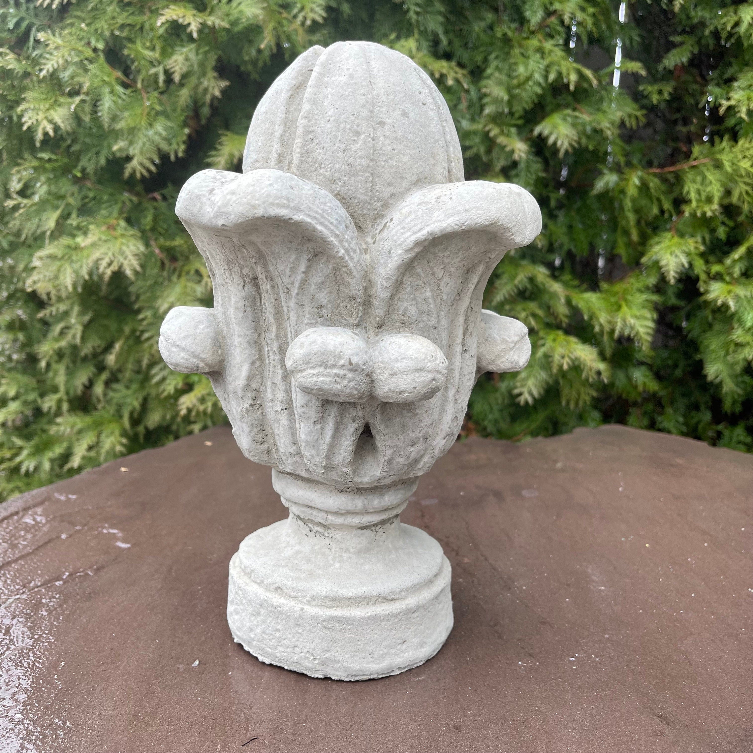 Concrete Tulip Fountain Topper 11" Outdoor Garden Spitter Water Feature Finial Ornament Yard Decor