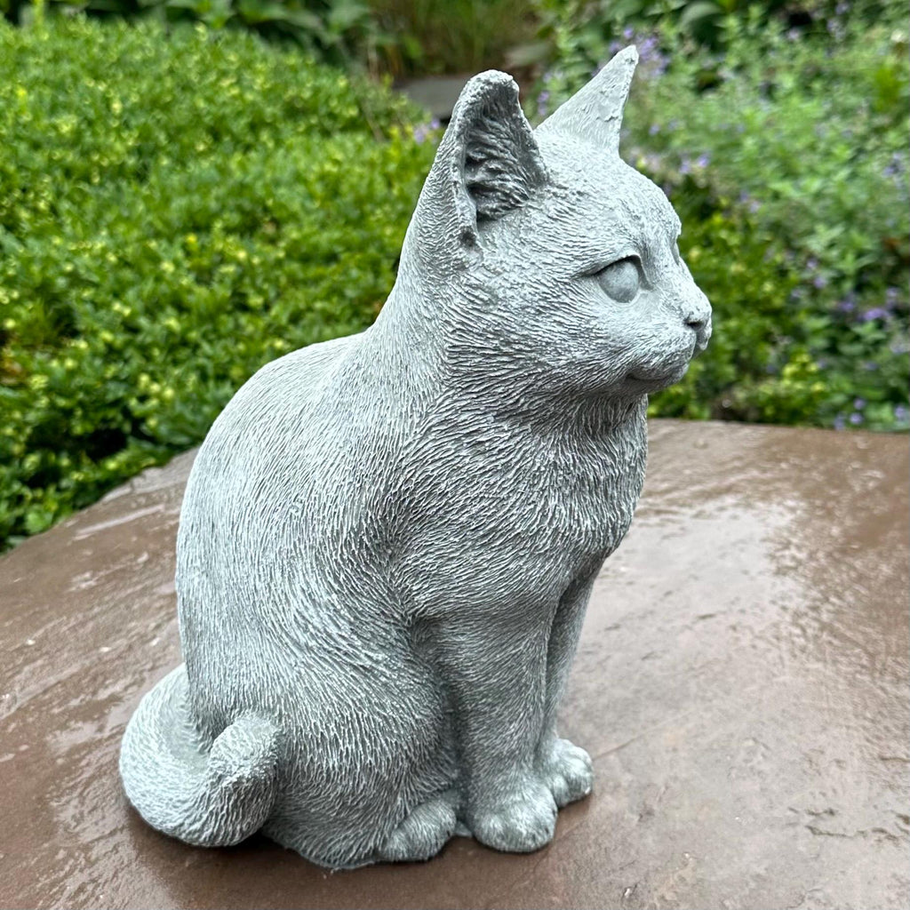Stone Cat Statue For The Garden 12" Cat In Concrete
